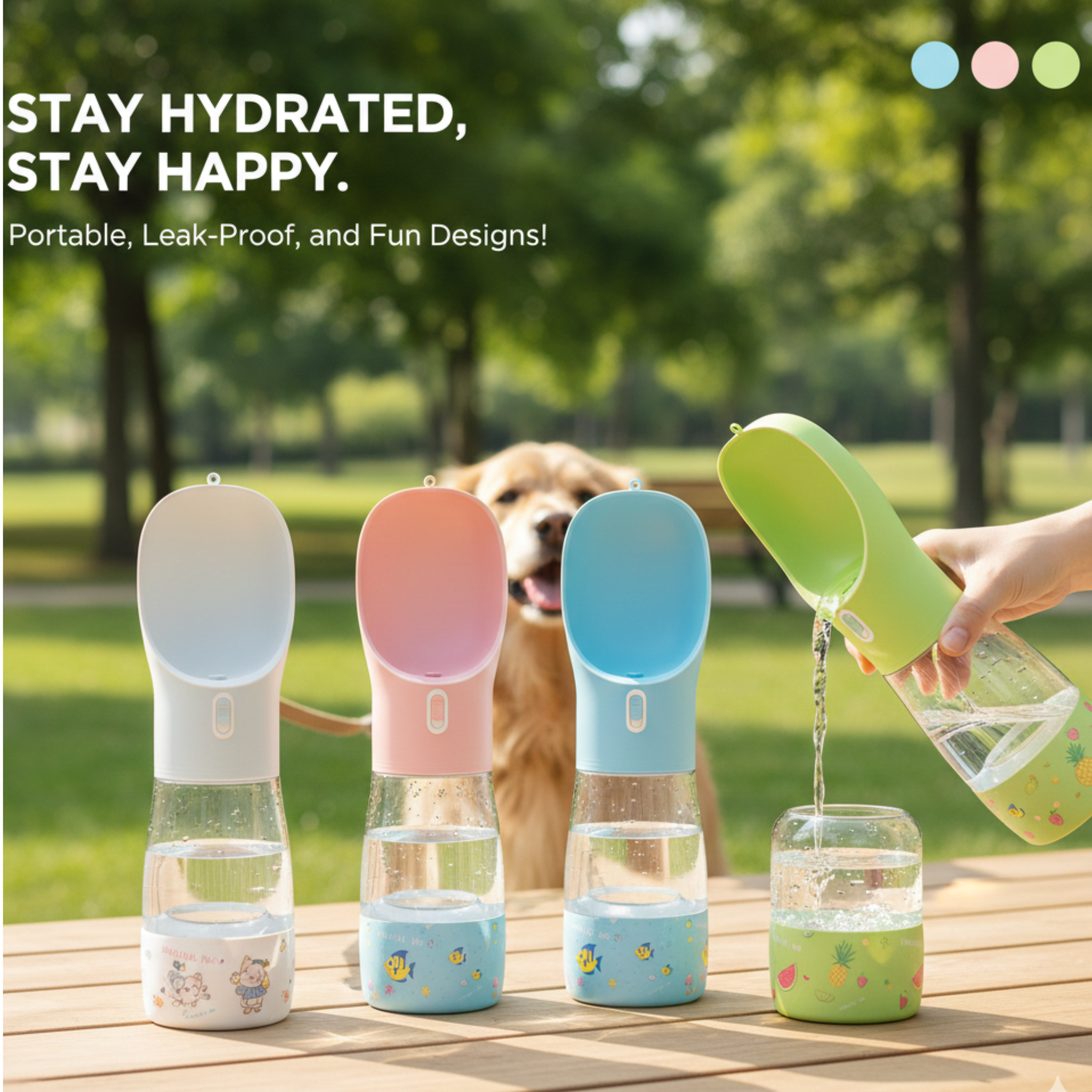 Portable Pet Water Bottle Feeder Bowl Keeps Dogs Hydrated On Adventures