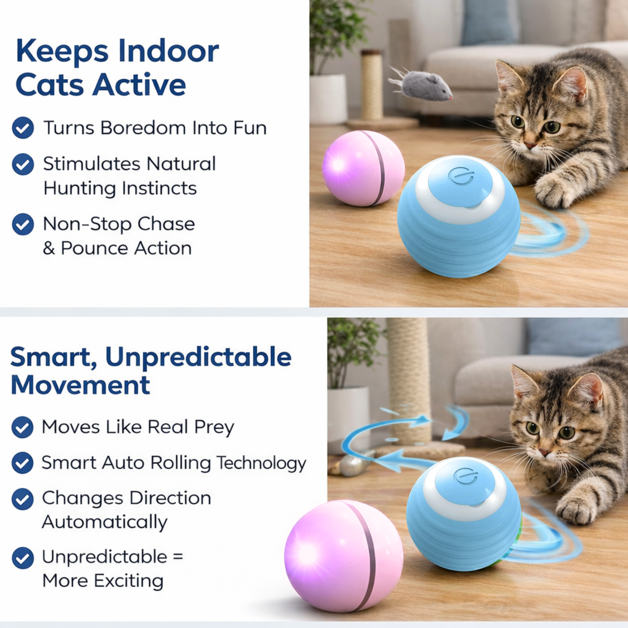 Smart Rolling Ball Toy for Happy Indoor Cats