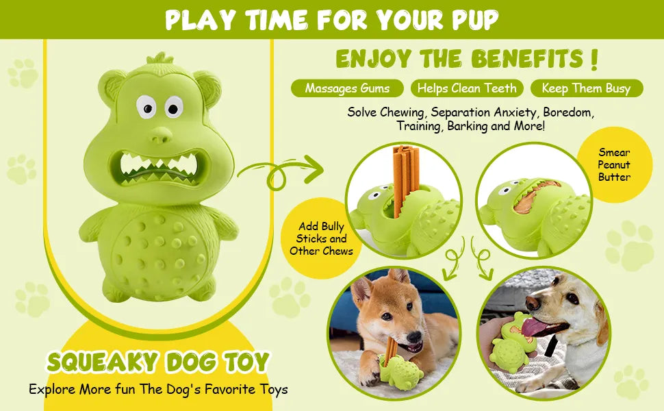 Tough Natural Rubber Chew Toy for Happy, Busy Dogs